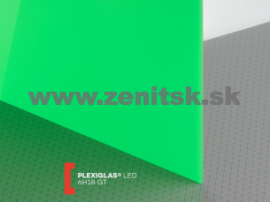 Zelené plexisklo Plexiglas LED 3mm 6H18 nasvetľovacie