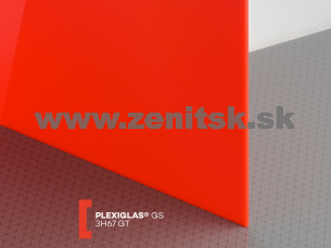 Červené plexisklo Plexiglas GS 4mm 3H67 (prop. 3%)   (šírka: 1010 mm, dĺžka: 2030 mm) 